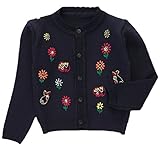 (コ-ランド) Co-land キッズ カーディガン 長袖 セーター ニット コート 花柄 子供服 女の子 女児 ジャケット クルーネック 上着 トップス ネービー 140