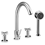 Dawn D03 2503C 4-Hole Tub Filler with Personal Handshower and Cross Handles [並行輸入品]