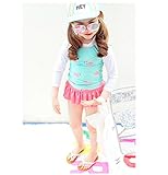 WIN　女児水着 キッズ べビー水着　お姫様 幼児 女の子 用 女の子　ワンピース スカート 子供水着 ガールズ ミズギ スイミング スクール水着 スイムウエア　ジュニア　プール (110cm, ブル