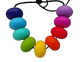 Joy of Colors Silicone Abacus Beads Rainbow Nursing Teething Necklace for Mom, Multicolored Chewable
