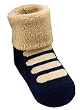 (ビグッド)Bigood 赤ちゃん ベビー 男の子 女の子用 可愛い 新生児 ベビーソックス 靴下 ソックス キッズ 靴下 柔らかい靴 ベビー靴下 秋冬 保温ソックス ボーダー ブルーとコーヒーM