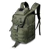 タクティカルバックパック40Lミリタリーバッグハンティングバックパック軽量メンズ登山バックパック、キャンプハイキングトレッキング用ラージモールバックパックアサルトパックバッグ,Army green