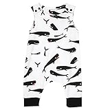 Domybestベビー服 男の子 ロンパース カバーオール ボディスーツ オーバーオール ジャンプスーツ ノースリーブ 夏 クジラプリント 赤ちゃん 普段着 お出かけ 出産お祝い (100（18-24