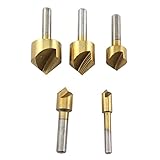 5ピース6ミリメートル-19ミリメートル90度ウッドクイックチェンジチタン面取り皿ドリルビットセット