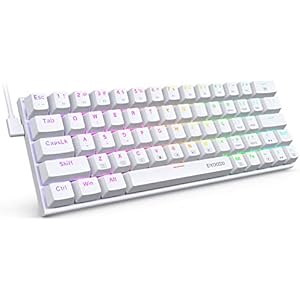 e元素 ゲーミングキーボード 60%メカニカルキーボード 赤軸63キー USB有線 光るキーボード RGBバックライト付き テンキーレス 英語配列 防水仕様 角度調整 在宅勤務/オフィス/ゲーム用 Windows/Mac 対応