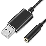 USB to 3.5mm オーディオケーブル サウンドカード USBポート-3極（TRS）/4極（TRRS）3.5mmミニジャック変換ケーブル Windows/Vista/XP、Mac OS/X、Chromebook、Windows Surface 3 pro、Linux、PS4、PS5、Raspberry Pi等対応 外付け サウンドカード