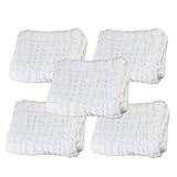 FYGOOD　新生児　赤ちゃん　ベビー　おむつ　ガーゼ　水洗い　再利用可　約46*17CM　 白5枚 12重