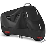 Seceles 300D Motorcycle Cover, Heavy Duty Durable Waterproof Outdoor All Season Protection Scooter Cover with 5 Reflective St