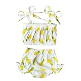 EITC夏服新生児幼児女の子パイナップルパターンSwimming Suit :ブレーストップ+ Underpants 0 – 24ヶ月の カラー: イエロー