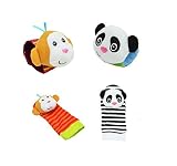 ベビーソックスおもちゃ動物幼児ベビー手首ラトル&足Finder Socks Monkey andパンダDevelopmentalおもちゃセット2ペア