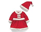 K+Mee 子供服 ベビー服 赤ちゃん クリスマス 男の子 女の子 连体 ワンピース 七分袖 春秋冬 普段着 仮装 パーティー イベント 寝間着 かわいい おしゃれ 人気　服＋帽子 2点 セット 誕生