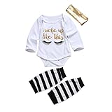 ベビー服　綿100％　スパンコール　英字　まつげ　ロンパース　ストライプ　レギンス　ゴールド　ヘッドバンド　ボディースーツ　秋冬 (80, ホワイト)