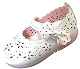 chocochild 子供 靴 ストーン 付 リボン 花柄 キッズ パンプス 踵 ライト シューズ (13cm, ホワイト)
