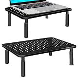 FOBELEC モニター台 モニタースタンド 机上台 ノートパソコンスタンド ディスプレイ台 PCスタンド 高さ調整可能 滑り止めマット付き 耐荷重20kg 卓上ラック 姿勢改善 有孔ボード 卓上収納 文具収納 工具不要（ブラック）