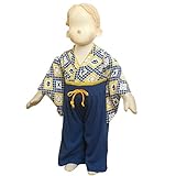 ベビー はかま ロンパース 男の子 カバーオール フォーマル 袴風 はかまオール くまブルー-HR74280 60cm