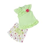Mud Kingdomベビー　ガールズ　半袖　Ｔシャツ　ショートパンツ　ドット柄　レース付き　子供服　夏　グリーン　12M