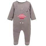 エルフ ベビー(Fairy Baby)ベビー服 カバーオールロンパース 足つき 長袖前開き 鹿模様 茶褐色 9-12M