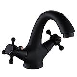Wovier Oil Rubbed Bronze Bathroom Sink Faucet,Two Handle Single Hole Vessel Lavatory Faucet,basin Mi
