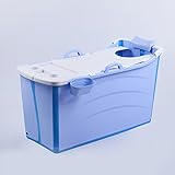 KTYX 余分な大人用バスバケツ折りたたみ可能なプラスチック製のタブ 浴槽 (色 : 青)