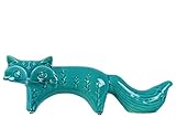 Urban Trends Collection 27210 2 Piece Large Distressed Gloss Turquoise Ceramic Standing Fox Figurine