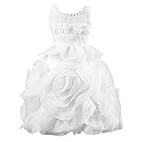 M.Z.L　供 フォーマル ドレス 発表会 結婚式 お花 パニエ　子供ドレス 発表会ドレス ゴージャス 女の子フォーマルドレス ピアノ発表会 こどもドレス キッズドレス (ホワイト100cm)