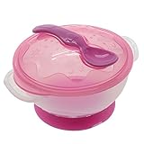 MMRM ノンスリップ　スプーン付き　ベビーキッズ餌吸引ボウル - ピンク