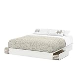 South Shore Step One Platform Bed with Drawers, King, Pure White [並行輸入品]