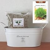 ブッシュバジルの栽培セット/標準セット（液体肥料なし）プランターホワイト仕様