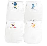 Simple Plan　ベビー　赤ちゃん　子供用　かわいい　北欧風　動物柄　汗取りパット　4枚セット　100%綿製　柔らか　無添加ガーゼ生地　24cm*45cm (B)