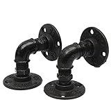 KING DO WAY 棚受け ブラケット 2本セット 7x7cm アイアン 金属 ブラック 工業風 アンティーク調