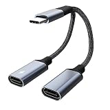 ALLVD【2in1】 タイプCイヤホン変換ケーブル Type-CイヤホンジャックUSB C PD急速充電アダプタ 音声通話/音量調節/音楽イヤホン 二股 高耐久 ナイロン編み 接続ケーブル 対応（ 3.5mmイヤホンジャックがないのType-Cポートのデバイスに） 対応 i-Pad Air 2020 /Google pixel5/4/3/3a/Galaxy S20 Type-Cポートのデバイスに