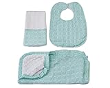 Caught Ya Lookin' Baby Bib with Burp Cloth and Thumb Blanket Set, Aqua Ring/Blue by Caught Ya Lookin