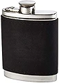 Wentworth Pewter- Black Raven Leather Pewter Kidney Flask,Hip Flask, Spirit Flask, 6oz capacity, with captive top