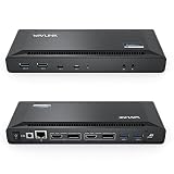 WAVLINK 65W電源、送出サンダーボルト3の互換性、5Kシングルビデオディスプレイ、2xDisplayポート、2xHDMI、ギガビットイーサネット、2 USB 3.0ポート、2タイプCとのUSB Cデュアル4Kドッキングステーション