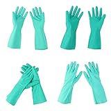 B Blesiya ニトリル手袋　作業用手袋　プロテクガード　ニトリルゴム手袋　グリーン　4対セット