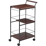 キッチンワゴン 【ノーム】 スライド キャスター付き 木製 スチール PW-403BR ブラウン