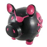 Largeブラック/ホットピンクSkull & Crossbones Pig Piggyバンク海賊