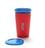 Wow Cup for Kids - NEW Innovative 360 Spill Free Drinking Cup - BPA Free - 9 Ounce (Red/Navy Blue) b