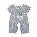 MYDABABYキッズ ロンパース 半袖 6-9m 赤ちゃん 夏 男の子 70cm グレー