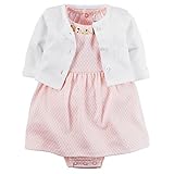 カーターズ ワンピース Carter's 女の子用ピンクスクエア模様半袖ワンピースx白カーディガンお出かけ用2点セット (6months(61-67cm)) [並行輸入品]