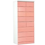 タンスのゲン 国産 鏡面タンス 完成品 幅60cm 8段 マカロン ストロベリーピンク 02010118 PI