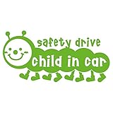 imoninn CHILD in car ステッカー　【パッケージ版】　No.21　イモムシさん　（黄緑色）