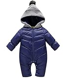 ベビー ジャンプスーツ 男の子 カバーオール 秋冬 着ぐるみ 外出服 中綿 厚手 防寒 出産祝い ブルー 100