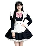 [KALAOK] メイド服 コスプレ仮装 初心者 セット かわいい コスチューム ホワイト+ブラック 豪華セット black M