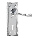 Polished Chrome Long Backplate Georgian Scroll Door Handle (145x50mm)