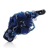 YCKeAi ダブルクリップ バナナクリップ ヘアアクセサリー ヘアクリップ 花 髪留め 髪飾り レディース (ブルー)