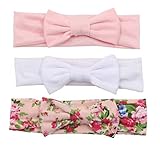 Baby Girlsヘアリボンヘッドラップ伸縮性ヘッドバンド( 3パック)