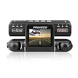 PRUVEEO MX2 Car Dash Cam Dual Lens 240 Degree Wide Angle Dashboard Camera Driving Recorder with G-Se