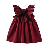 zloliaベビー服秋冬幼児キッズガールズフリルドレスバックレス無地カジュアルドレス 110 レッド