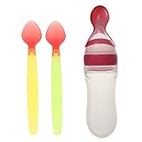 Dovewill ベビー　赤ちゃん　シリコン　離乳ボトル　ボトル　90ML　スプーン　感温スプーン